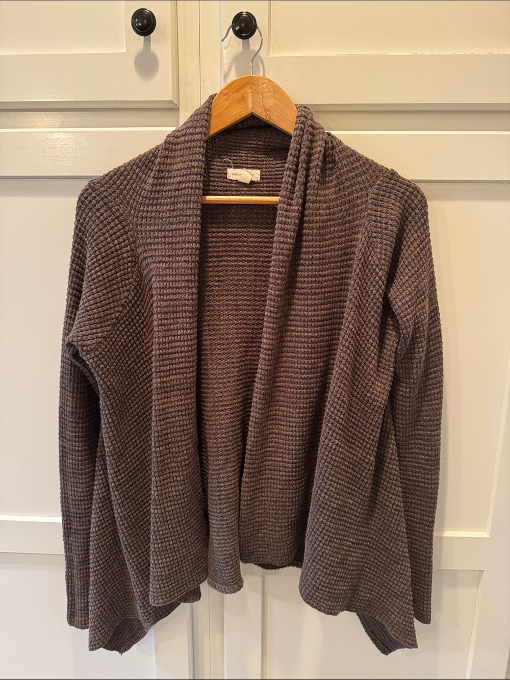 silence + noise Chunky Waffle Knit Open-Front Cardigan - Taupe Brown